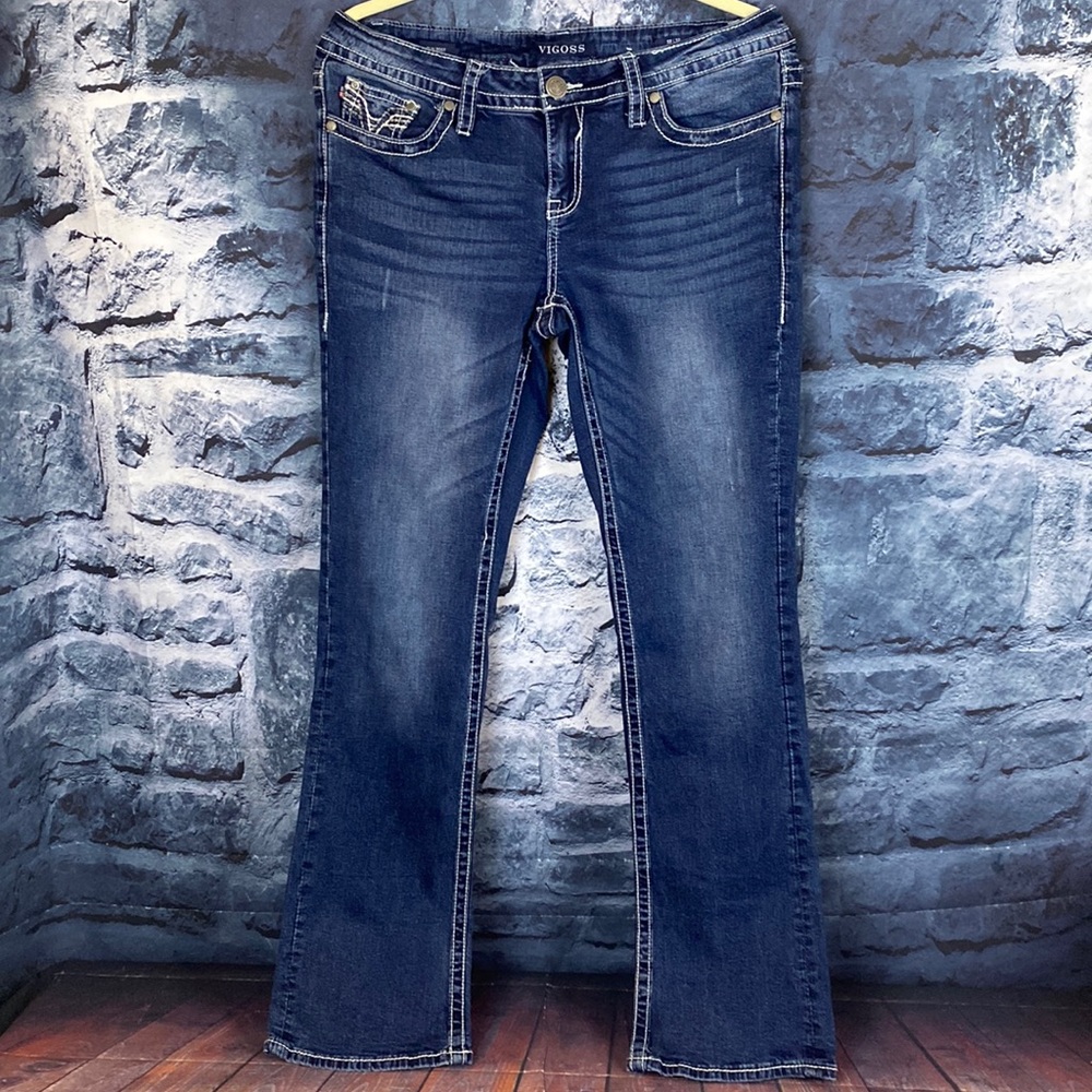 VIGOSS Jeans Heritage Fit Slim Boot Distressed Mid rise